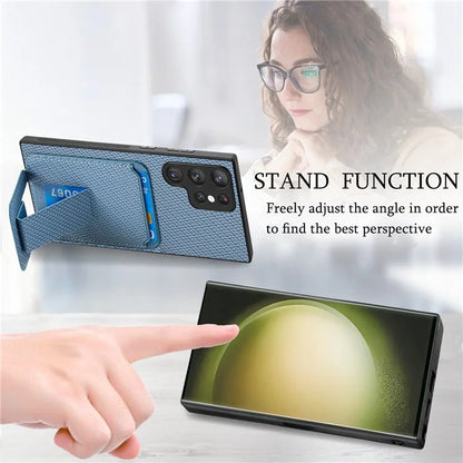 C1-11 for Samsung Galaxy S23 Ultra Phone Case Card Holder Leather+TPU Cover