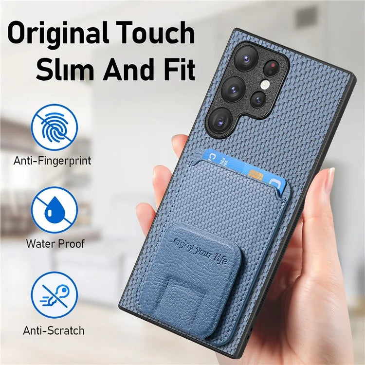 C1-11 for Samsung Galaxy S23 Ultra Phone Case Card Holder Leather+TPU Cover