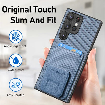 C1-11 for Samsung Galaxy S23 Ultra Phone Case Card Holder Leather+TPU Cover