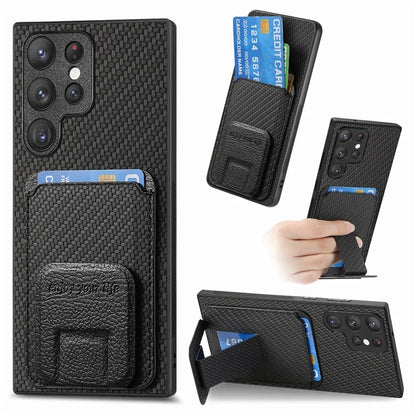 C1-11 for Samsung Galaxy S23 Ultra Phone Case Card Holder Leather+TPU Cover