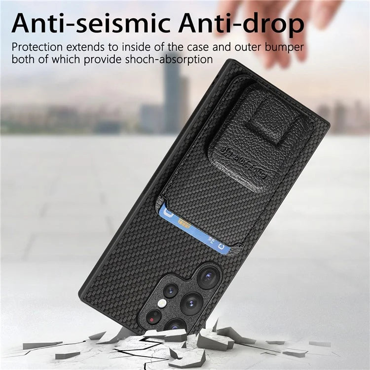 C1-11 for Samsung Galaxy S23 Ultra Phone Case Card Holder Leather+TPU Cover