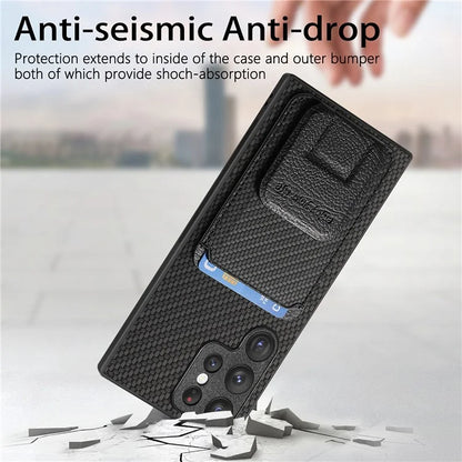 C1-11 for Samsung Galaxy S23 Ultra Phone Case Card Holder Leather+TPU Cover