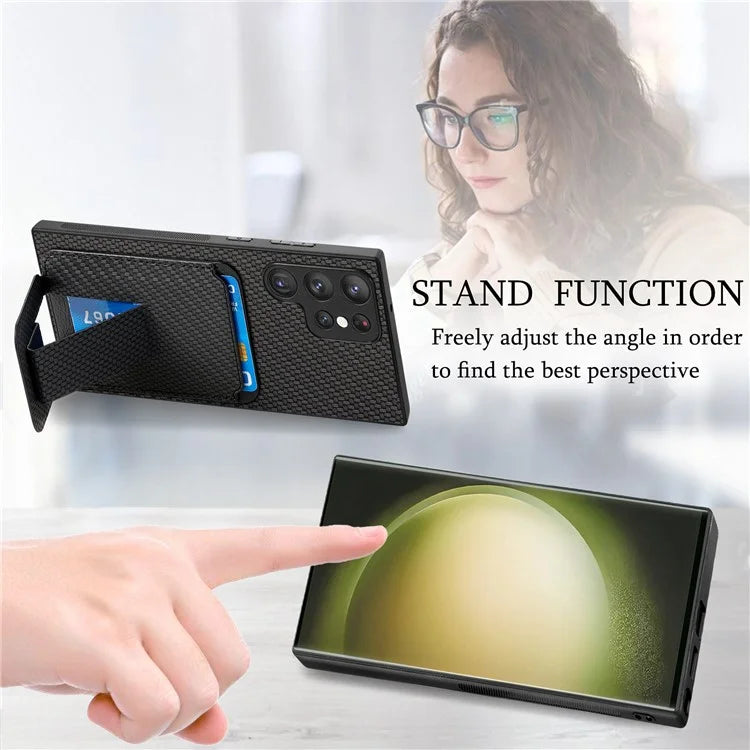 C1-11 for Samsung Galaxy S23 Ultra Phone Case Card Holder Leather+TPU Cover