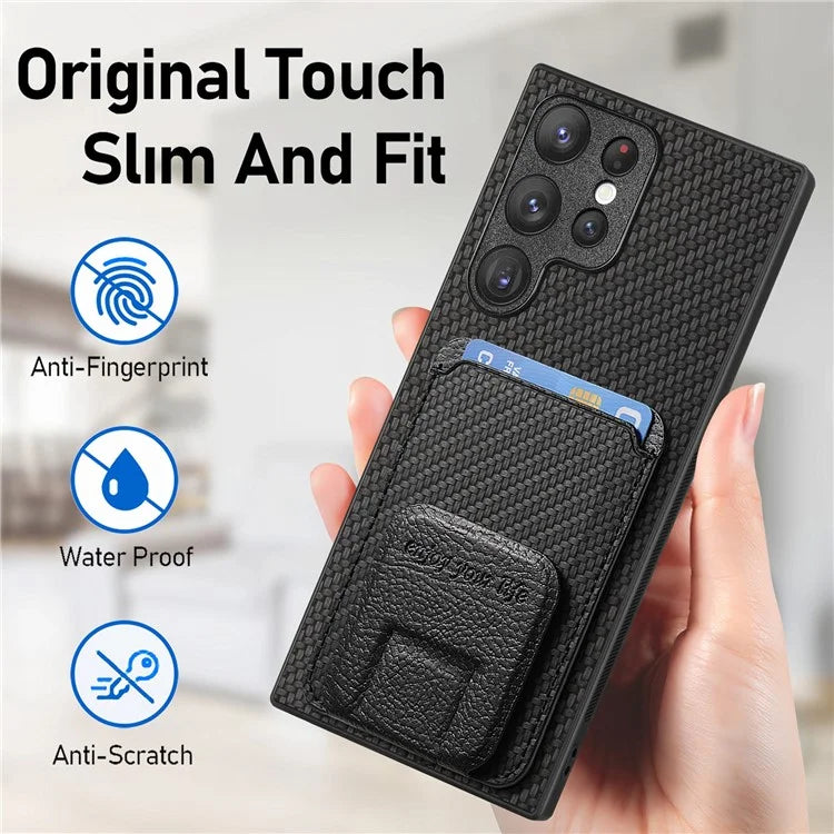 C1-11 for Samsung Galaxy S23 Ultra Phone Case Card Holder Leather+TPU Cover