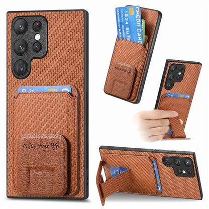 C1-11 for Samsung Galaxy S23 Ultra Phone Case Card Holder Leather+TPU Cover