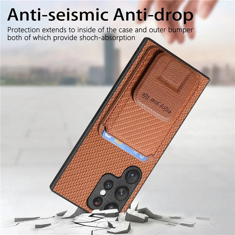 C1-11 for Samsung Galaxy S23 Ultra Phone Case Card Holder Leather+TPU Cover