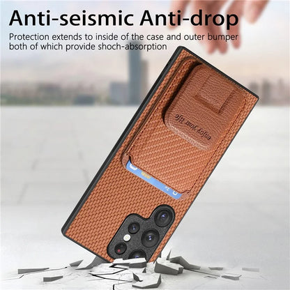 C1-11 for Samsung Galaxy S23 Ultra Phone Case Card Holder Leather+TPU Cover