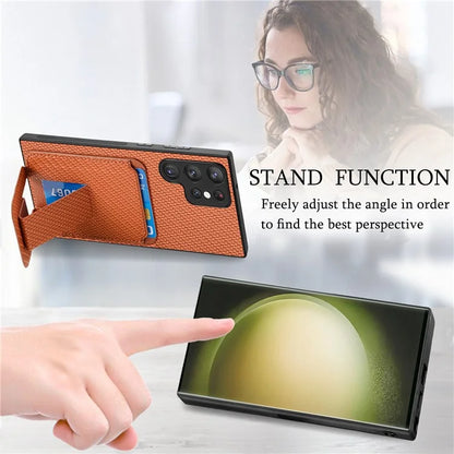 C1-11 for Samsung Galaxy S23 Ultra Phone Case Card Holder Leather+TPU Cover