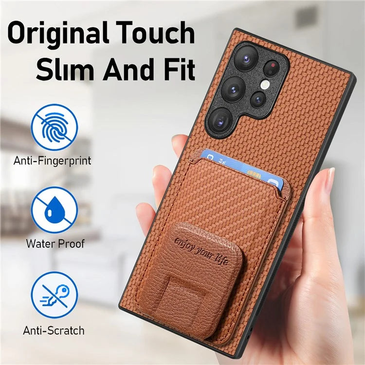 C1-11 for Samsung Galaxy S23 Ultra Phone Case Card Holder Leather+TPU Cover