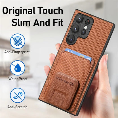 C1-11 for Samsung Galaxy S23 Ultra Phone Case Card Holder Leather+TPU Cover
