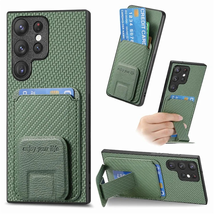 C1-11 for Samsung Galaxy S23 Ultra Phone Case Card Holder Leather+TPU Cover