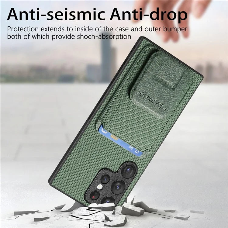 C1-11 for Samsung Galaxy S23 Ultra Phone Case Card Holder Leather+TPU Cover