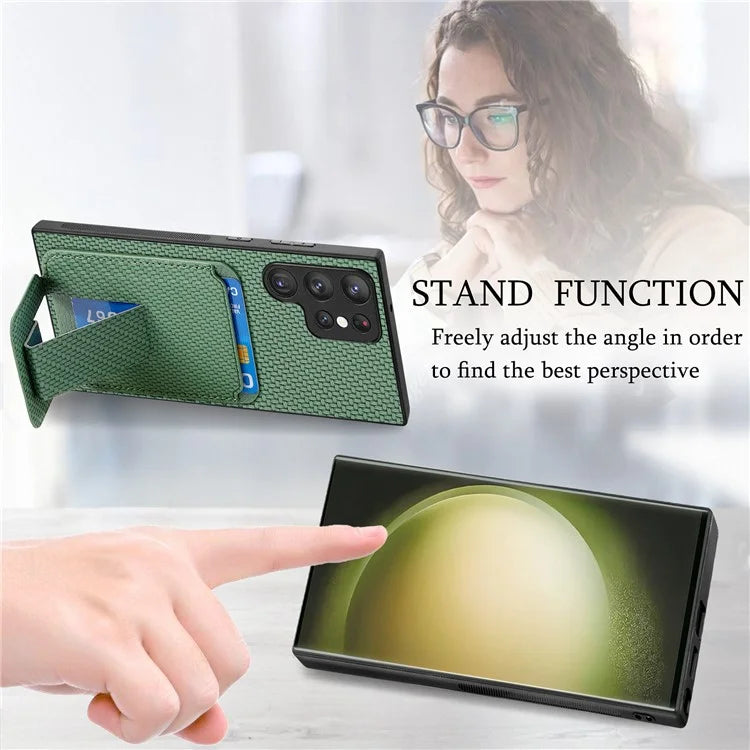 C1-11 for Samsung Galaxy S23 Ultra Phone Case Card Holder Leather+TPU Cover