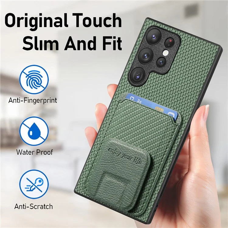 C1-11 for Samsung Galaxy S23 Ultra Phone Case Card Holder Leather+TPU Cover
