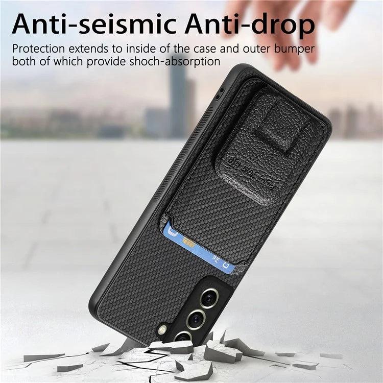 C1-11 for Samsung Galaxy S21 FE 5G Case Card Slots Phone Cover Folding Kickstand