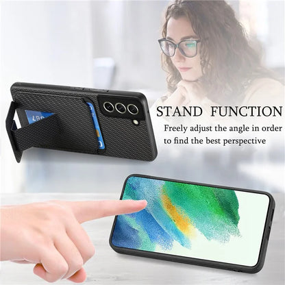 C1-11 for Samsung Galaxy S21 FE 5G Case Card Slots Phone Cover Folding Kickstand