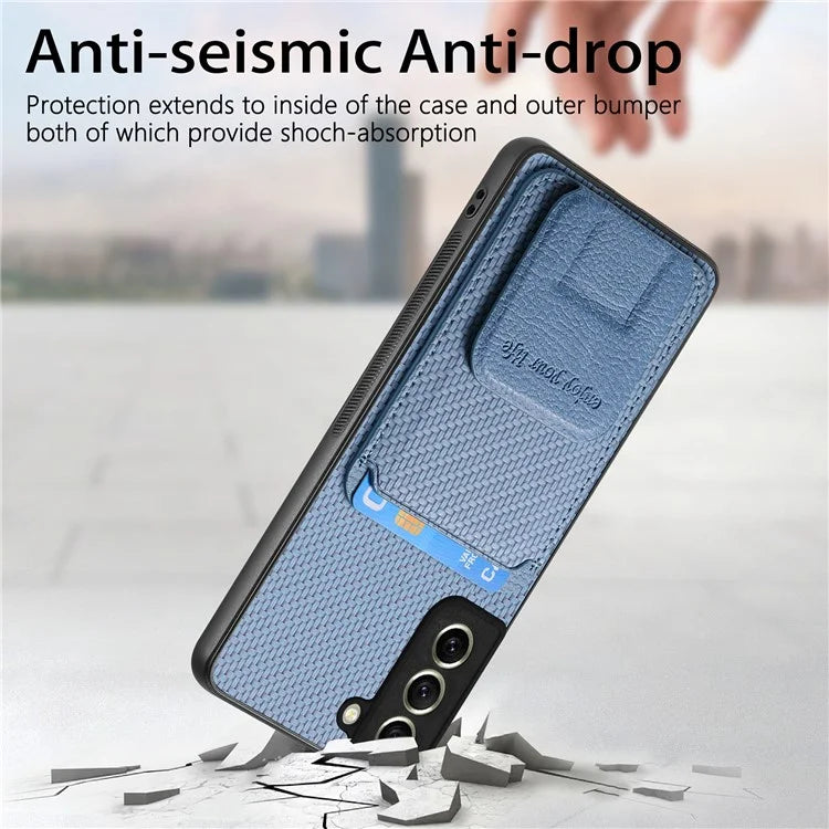 C1-11 for Samsung Galaxy S21 FE 5G Case Card Slots Phone Cover Folding Kickstand