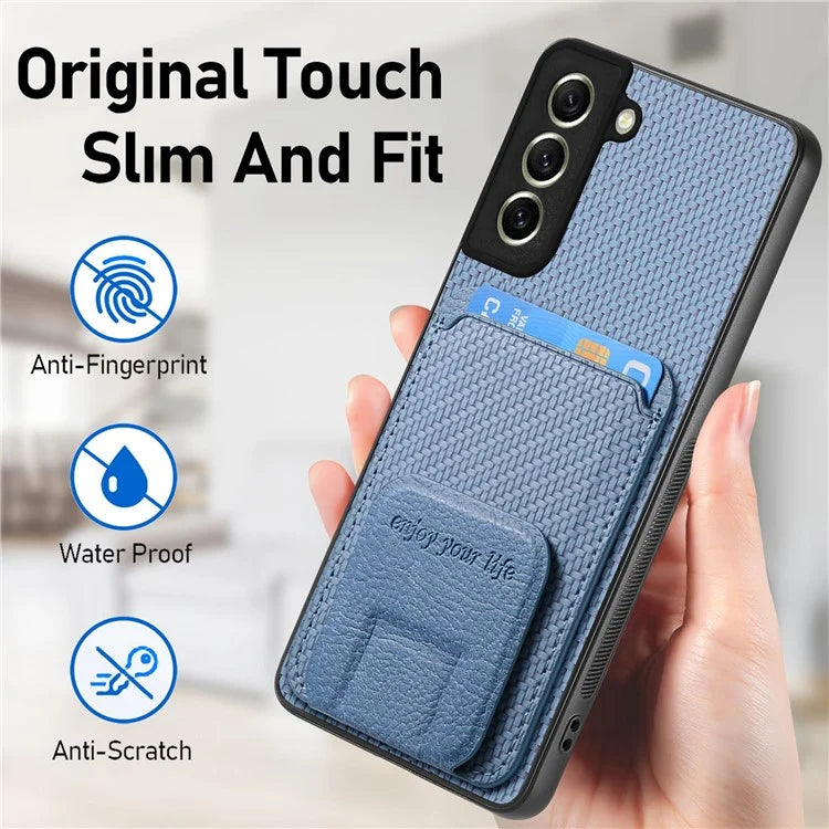 C1-11 for Samsung Galaxy S21 FE 5G Case Card Slots Phone Cover Folding Kickstand