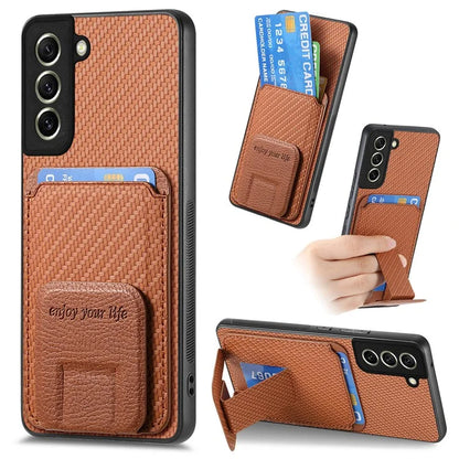 C1-11 for Samsung Galaxy S21 FE 5G Case Card Slots Phone Cover Folding Kickstand