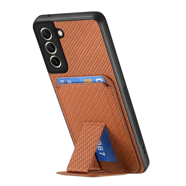 C1-11 for Samsung Galaxy S21 FE 5G Case Card Slots Phone Cover Folding Kickstand