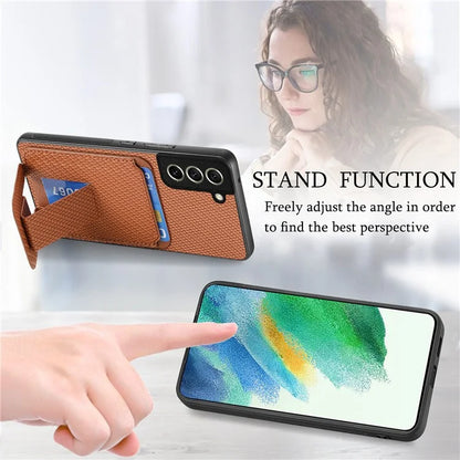 C1-11 for Samsung Galaxy S21 FE 5G Case Card Slots Phone Cover Folding Kickstand