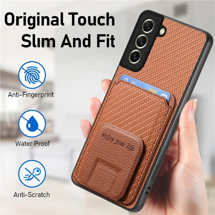 C1-11 for Samsung Galaxy S21 FE 5G Case Card Slots Phone Cover Folding Kickstand