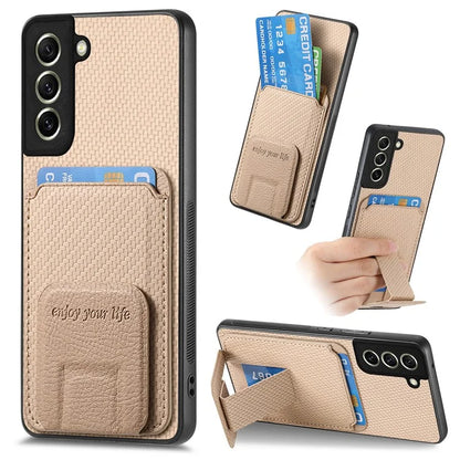 C1-11 for Samsung Galaxy S21 FE 5G Case Card Slots Phone Cover Folding Kickstand