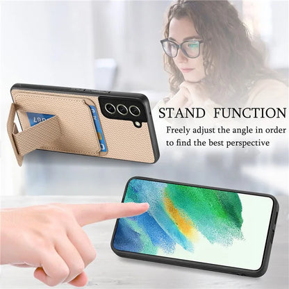 C1-11 for Samsung Galaxy S21 FE 5G Case Card Slots Phone Cover Folding Kickstand