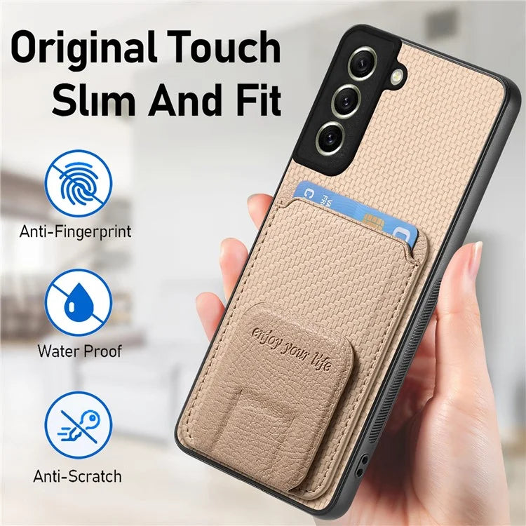 C1-11 for Samsung Galaxy S21 FE 5G Case Card Slots Phone Cover Folding Kickstand