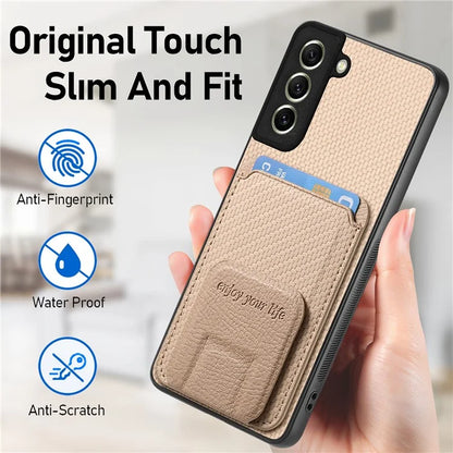 C1-11 for Samsung Galaxy S21 FE 5G Case Card Slots Phone Cover Folding Kickstand