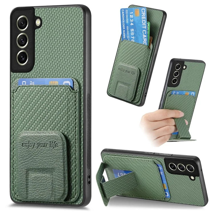 C1-11 for Samsung Galaxy S21 FE 5G Case Card Slots Phone Cover Folding Kickstand