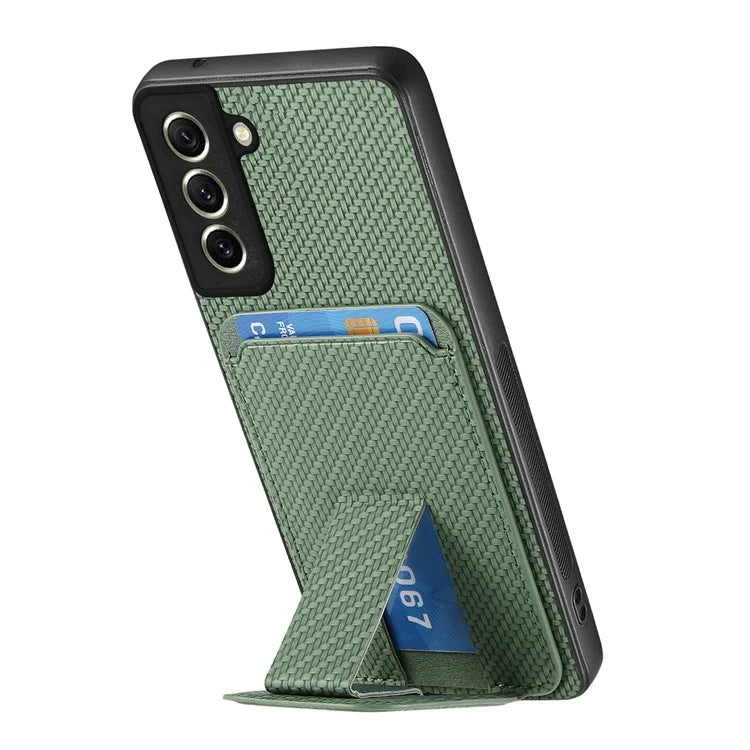 C1-11 for Samsung Galaxy S21 FE 5G Case Card Slots Phone Cover Folding Kickstand