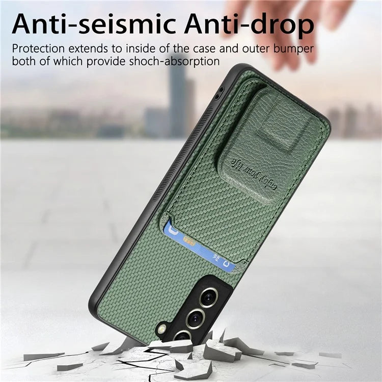 C1-11 for Samsung Galaxy S21 FE 5G Case Card Slots Phone Cover Folding Kickstand