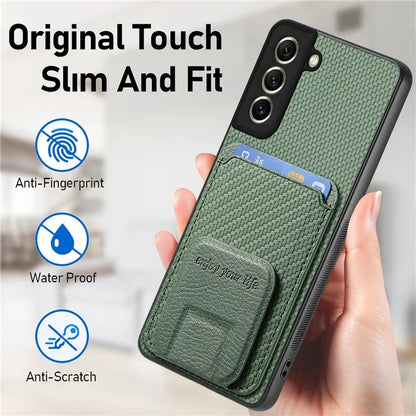 C1-11 for Samsung Galaxy S21 FE 5G Case Card Slots Phone Cover Folding Kickstand