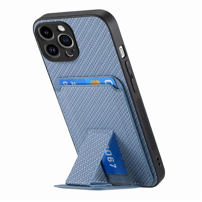 C1-11 for iPhone 15 Pro Max Kickstand Case Phone Cover Carbon Fiber Texture