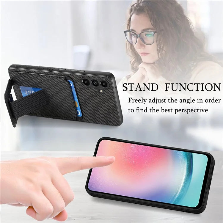 C1-11 for Samsung Galaxy A24 4G (162.1 x 77.6 x 8.3mm) Case Anti-drop Leather Coated TPU Kickstand Cover