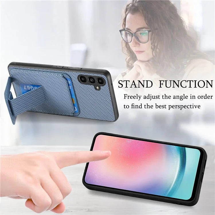 C1-11 for Samsung Galaxy A24 4G (162.1 x 77.6 x 8.3mm) Case Anti-drop Leather Coated TPU Kickstand Cover