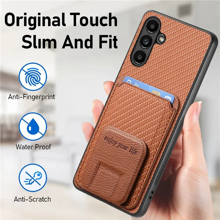 C1-11 for Samsung Galaxy A24 4G (162.1 x 77.6 x 8.3mm) Case Anti-drop Leather Coated TPU Kickstand Cover