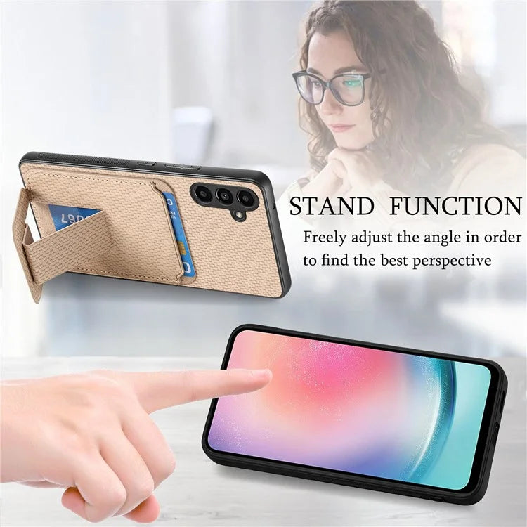 C1-11 for Samsung Galaxy A24 4G (162.1 x 77.6 x 8.3mm) Case Anti-drop Leather Coated TPU Kickstand Cover