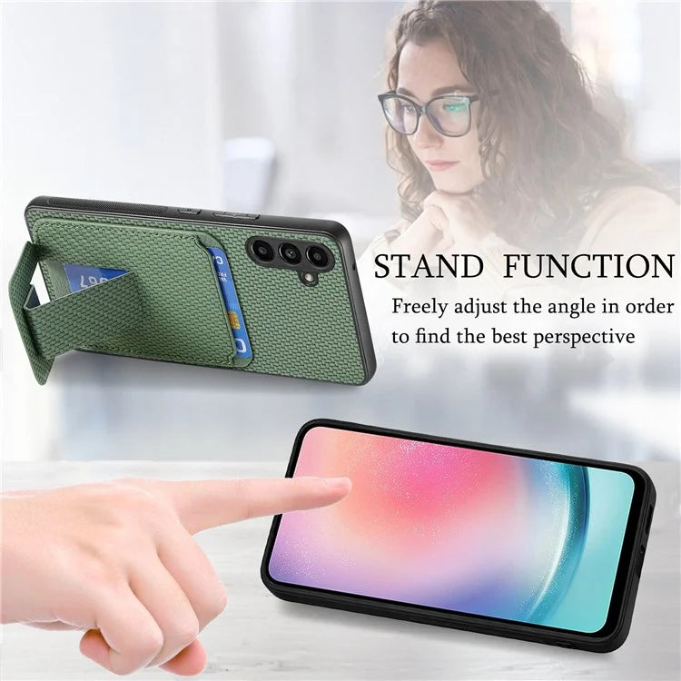 C1-11 for Samsung Galaxy A24 4G (162.1 x 77.6 x 8.3mm) Case Anti-drop Leather Coated TPU Kickstand Cover