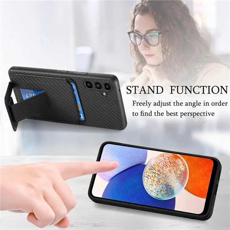 C1-11 for Samsung Galaxy A14 5G Case Leather Coated TPU Kickstand Cell Phone Cover