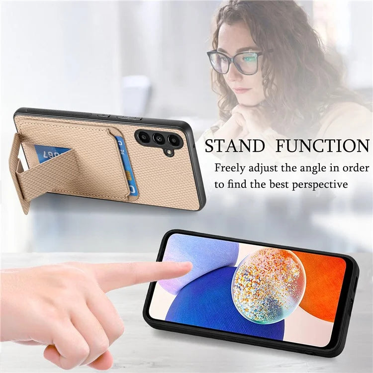 C1-11 for Samsung Galaxy A14 5G Case Leather Coated TPU Kickstand Cell Phone Cover