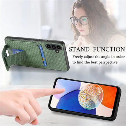C1-11 for Samsung Galaxy A14 5G Case Leather Coated TPU Kickstand Cell Phone Cover