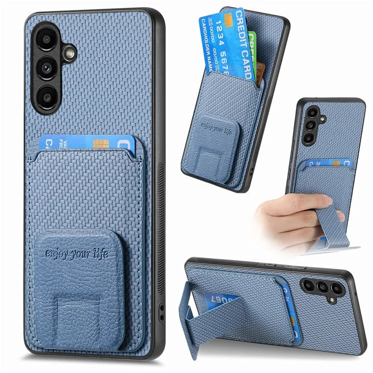 C1-11 for Samsung Galaxy A34 5G Cell Phone Case Carbon Fiber Texture Kickstand Shell