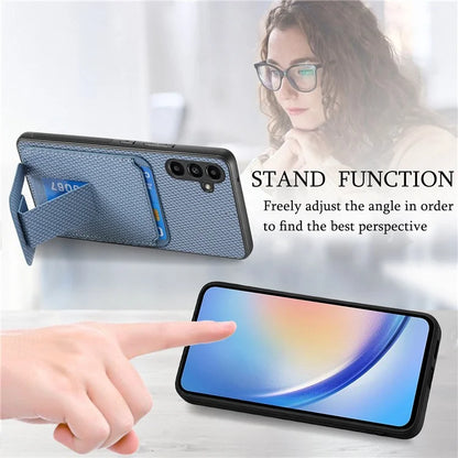 C1-11 for Samsung Galaxy A34 5G Cell Phone Case Carbon Fiber Texture Kickstand Shell