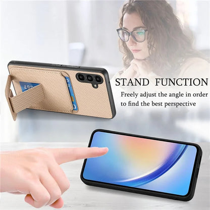 C1-11 for Samsung Galaxy A34 5G Cell Phone Case Carbon Fiber Texture Kickstand Shell