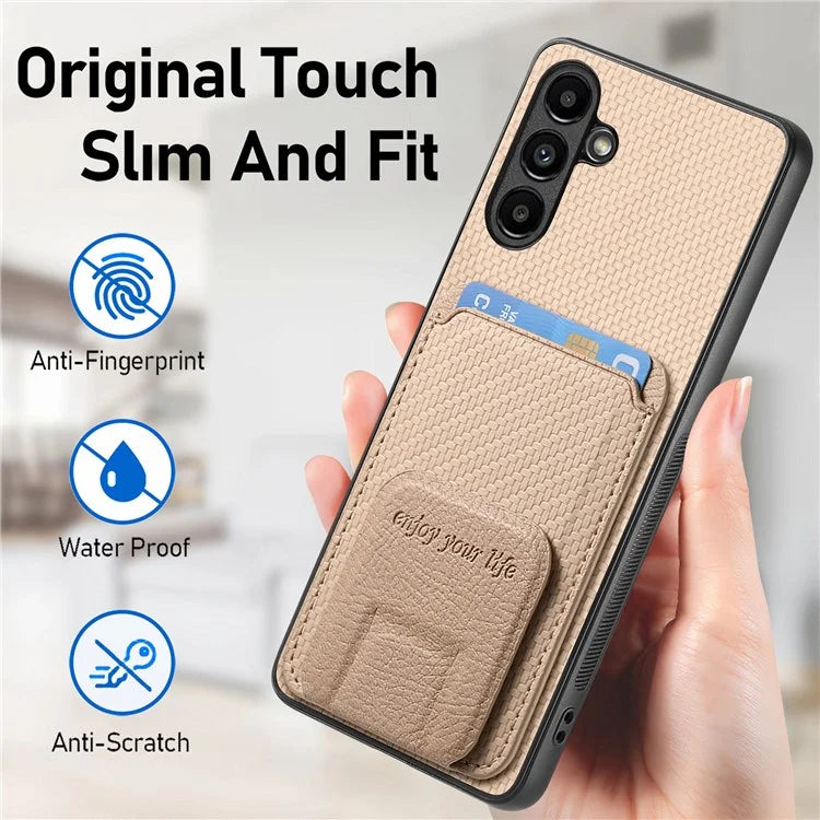 C1-11 for Samsung Galaxy A34 5G Cell Phone Case Carbon Fiber Texture Kickstand Shell