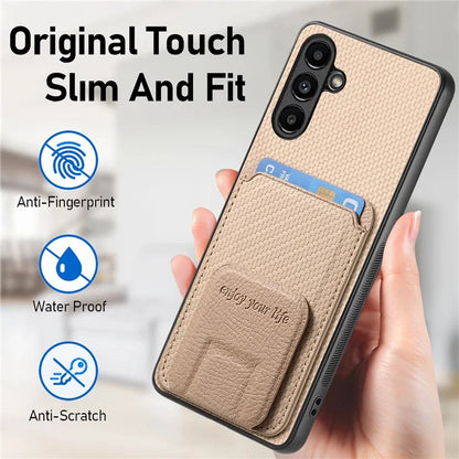 C1-11 for Samsung Galaxy A34 5G Cell Phone Case Carbon Fiber Texture Kickstand Shell