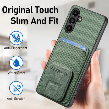 C1-11 for Samsung Galaxy A34 5G Cell Phone Case Carbon Fiber Texture Kickstand Shell