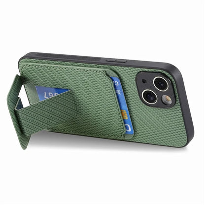 C1-11 for iPhone 15 Case Carbon Fiber Texture Protective Cover with Kickstand